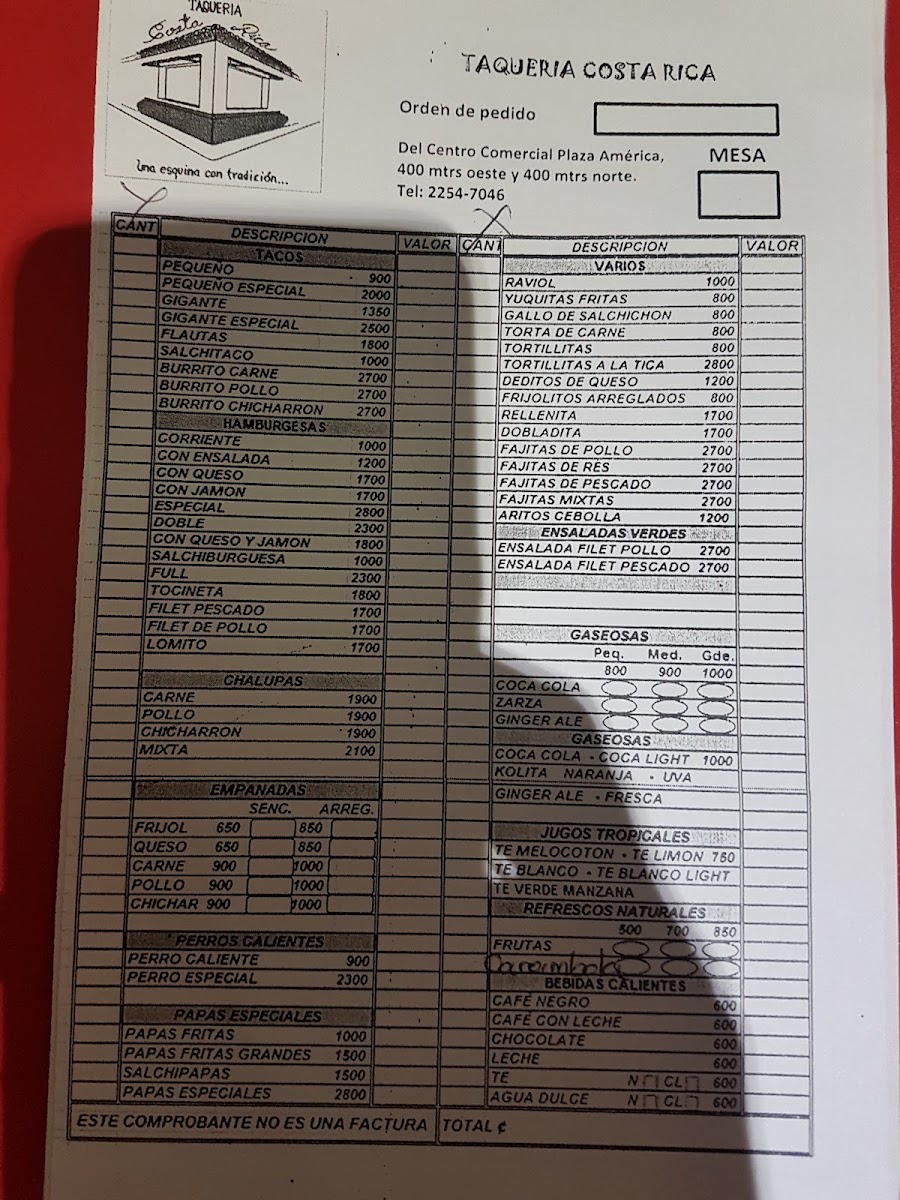 Menu Taqueria Costa Rica-4