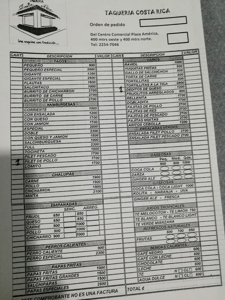 Menu Taqueria Costa Rica-5